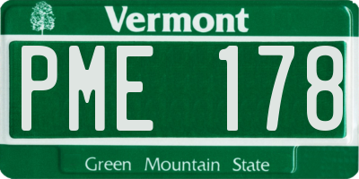 VT license plate PME178