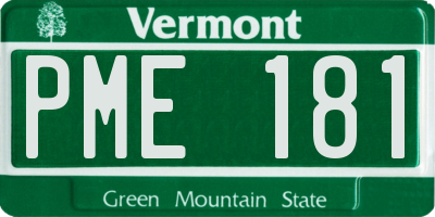 VT license plate PME181