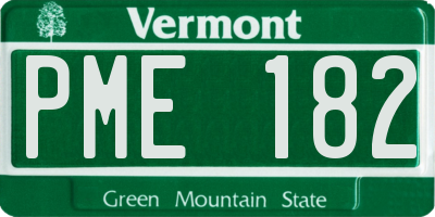 VT license plate PME182