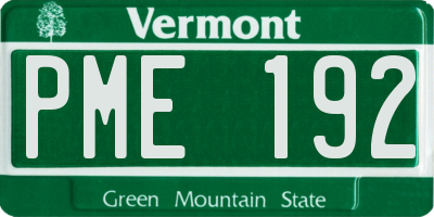 VT license plate PME192