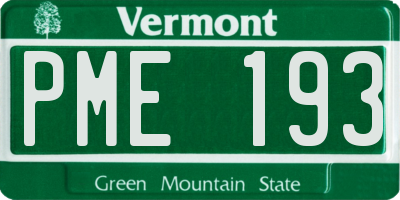 VT license plate PME193