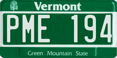 VT license plate PME194