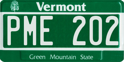 VT license plate PME202