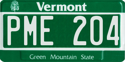VT license plate PME204