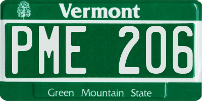VT license plate PME206