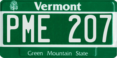 VT license plate PME207
