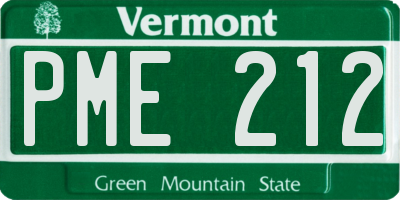 VT license plate PME212