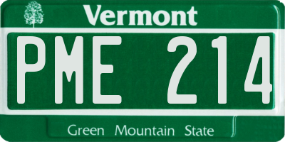 VT license plate PME214