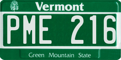 VT license plate PME216