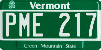 VT license plate PME217