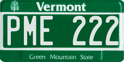 VT license plate PME222