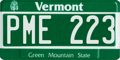 VT license plate PME223