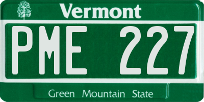 VT license plate PME227