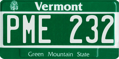 VT license plate PME232