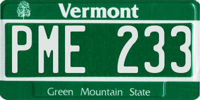 VT license plate PME233