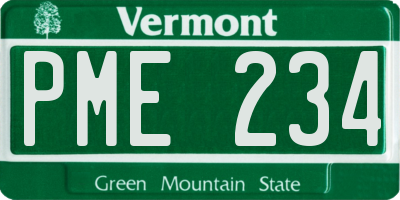 VT license plate PME234