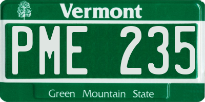 VT license plate PME235
