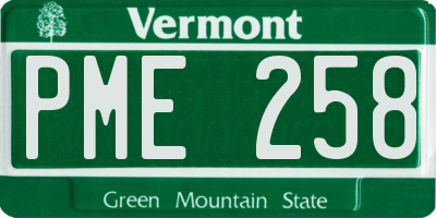 VT license plate PME258
