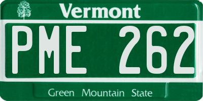 VT license plate PME262