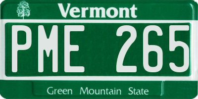 VT license plate PME265