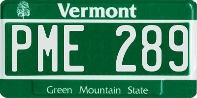 VT license plate PME289