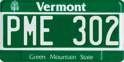 VT license plate PME302
