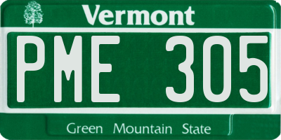VT license plate PME305