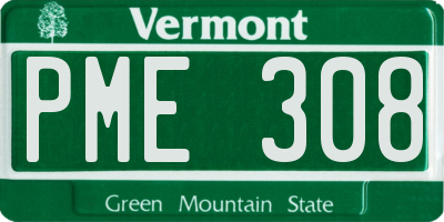 VT license plate PME308
