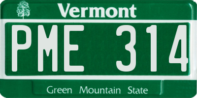 VT license plate PME314
