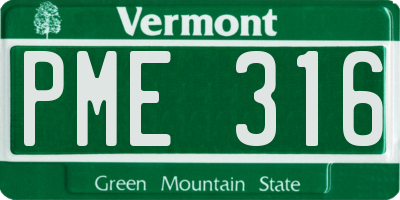 VT license plate PME316