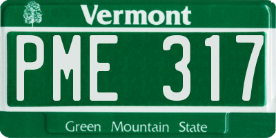 VT license plate PME317