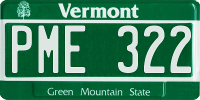 VT license plate PME322