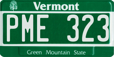 VT license plate PME323