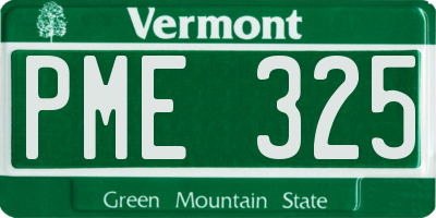 VT license plate PME325