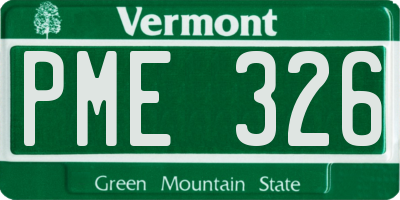 VT license plate PME326