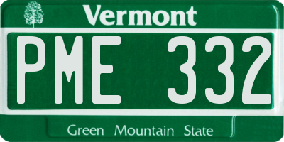 VT license plate PME332