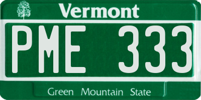 VT license plate PME333