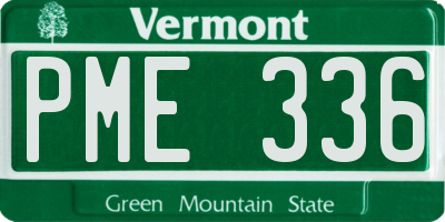 VT license plate PME336