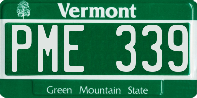 VT license plate PME339