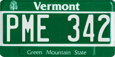 VT license plate PME342
