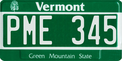 VT license plate PME345