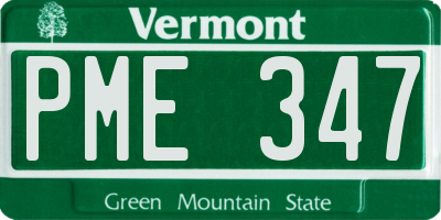 VT license plate PME347