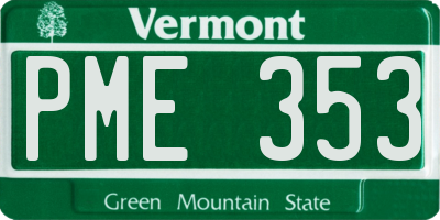 VT license plate PME353