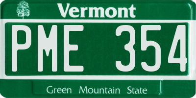 VT license plate PME354