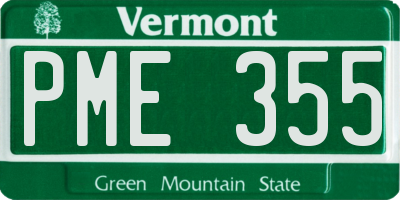 VT license plate PME355