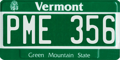 VT license plate PME356