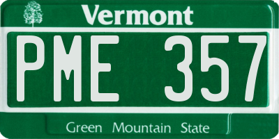 VT license plate PME357