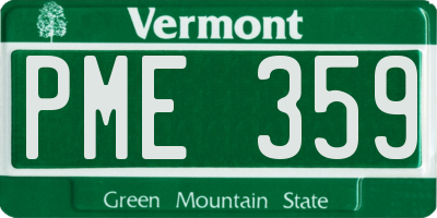 VT license plate PME359