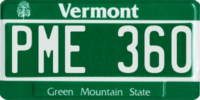 VT license plate PME360