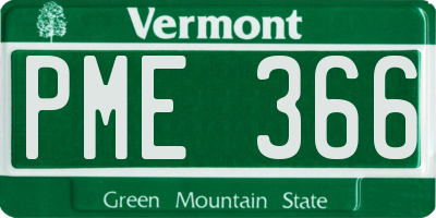 VT license plate PME366
